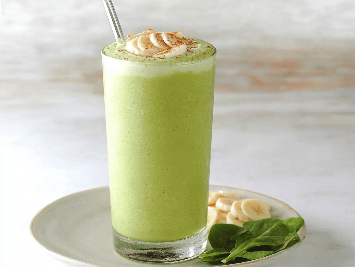matcha green tea smoothie with banana and spinach