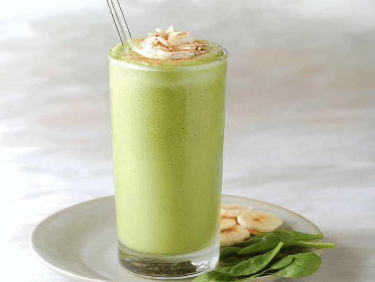 creamy matcha green tea smoothie with banana and spinach