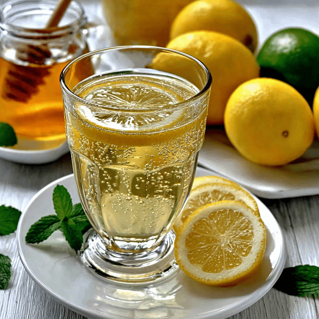 Natural Mounjaro Questions and Answers glass of lemon ginger drink with honey and fresh lemons