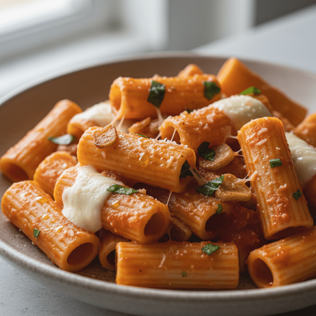 Creamy Tomato Garlic Rigatoni Pasta Recipe