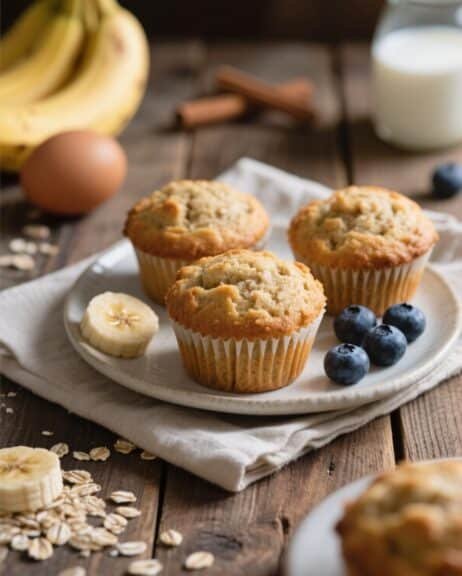 Complete banana oatmeal muffins with luscious nostalgia