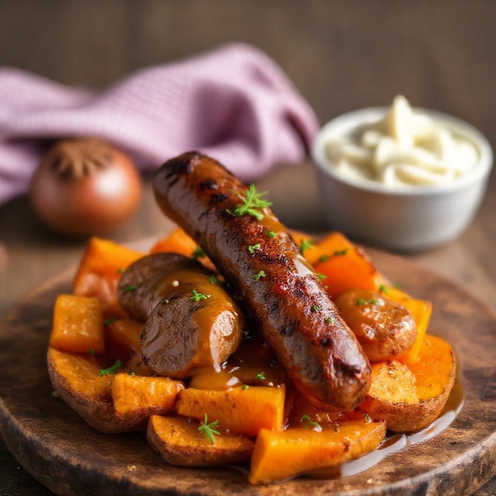Sausage And Sweet Potatoes With Honey Garlic Sauce Delight