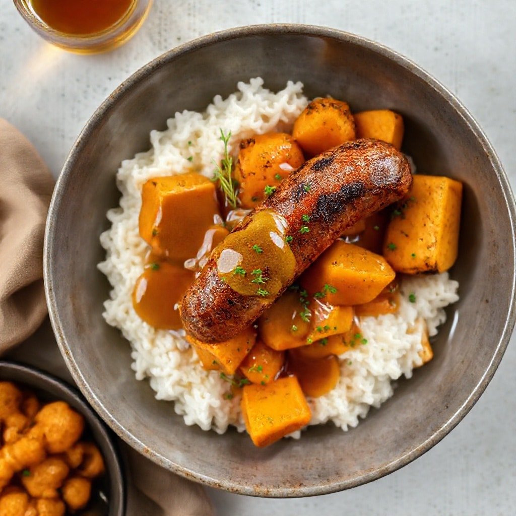 Sausage And Sweet Potatoes With Honey Garlic Sauce Delight