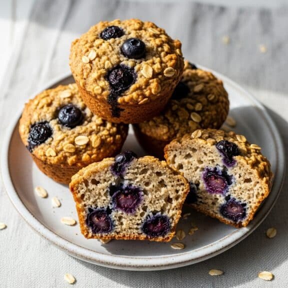 4 ingredient blueberry banana oatmeal muffins featured image