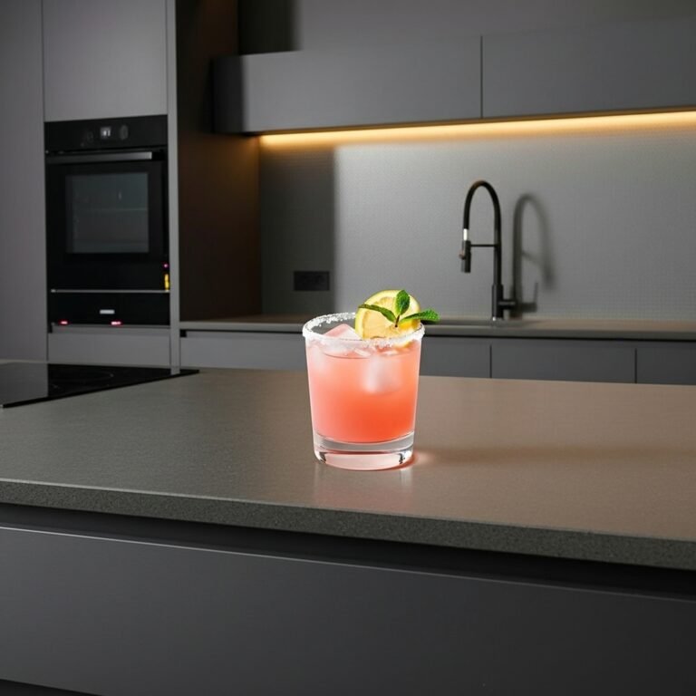 Pink drink on counter