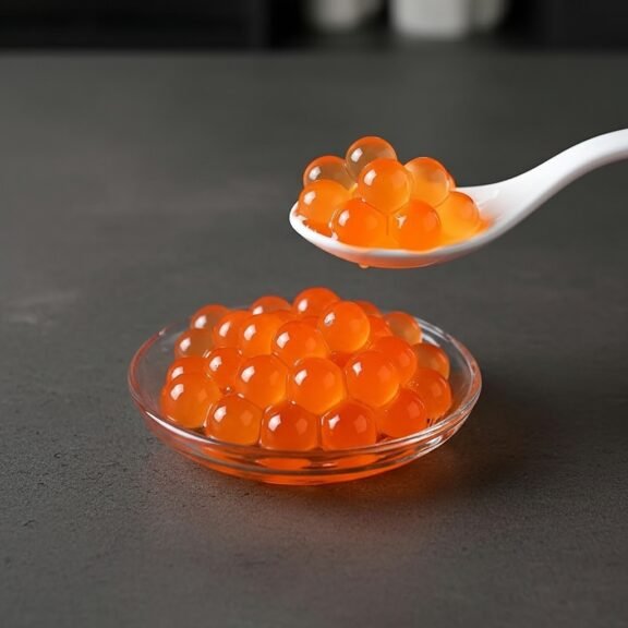 vegan gelatin Orange jelly pearls