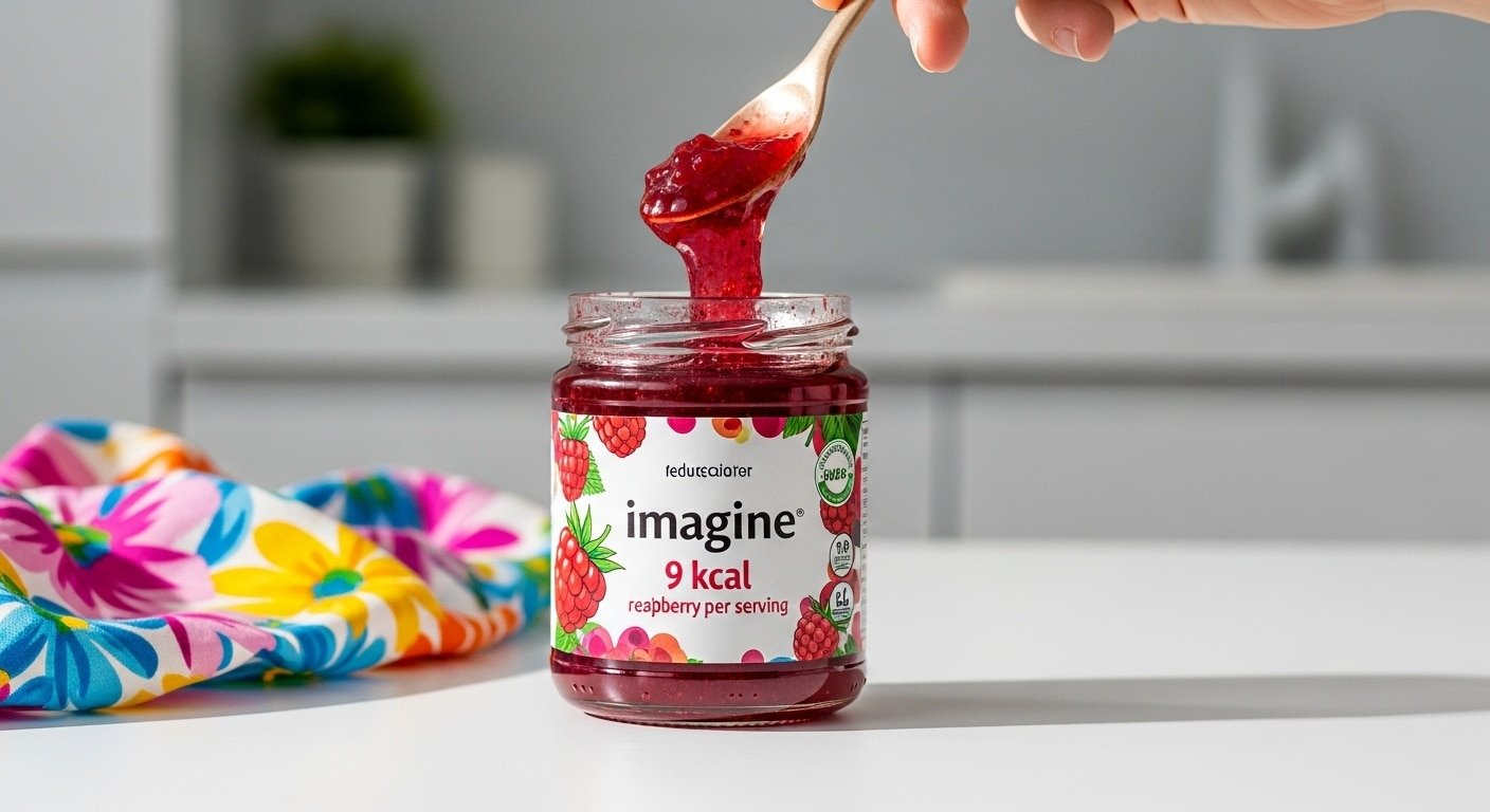 Gelatin Recipe For Weight Loss Reddit showing a spoon lifting low calorie fruit gelatin from a jar designed for diet and weight control