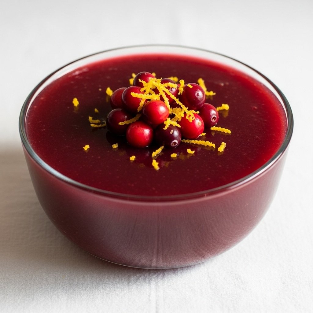 Creative Jello Desserts cranberry gelatin served in a glass bowl with cranberries and citrus zest