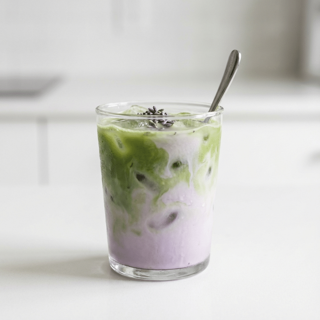 iced lavender matcha latte iced lavender matcha latte