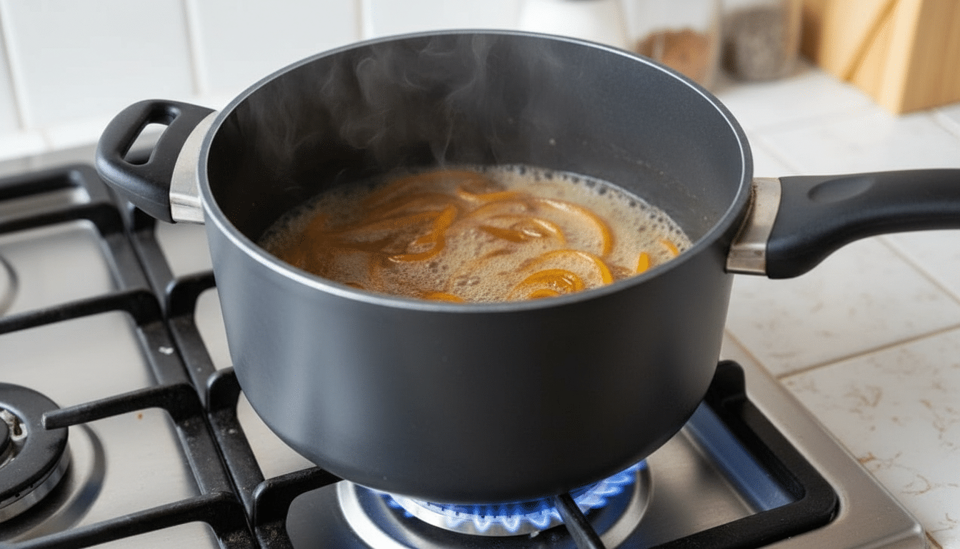 Orange Peel Candy Cooking Close-Up orange peel candy cooking ingredients close-up