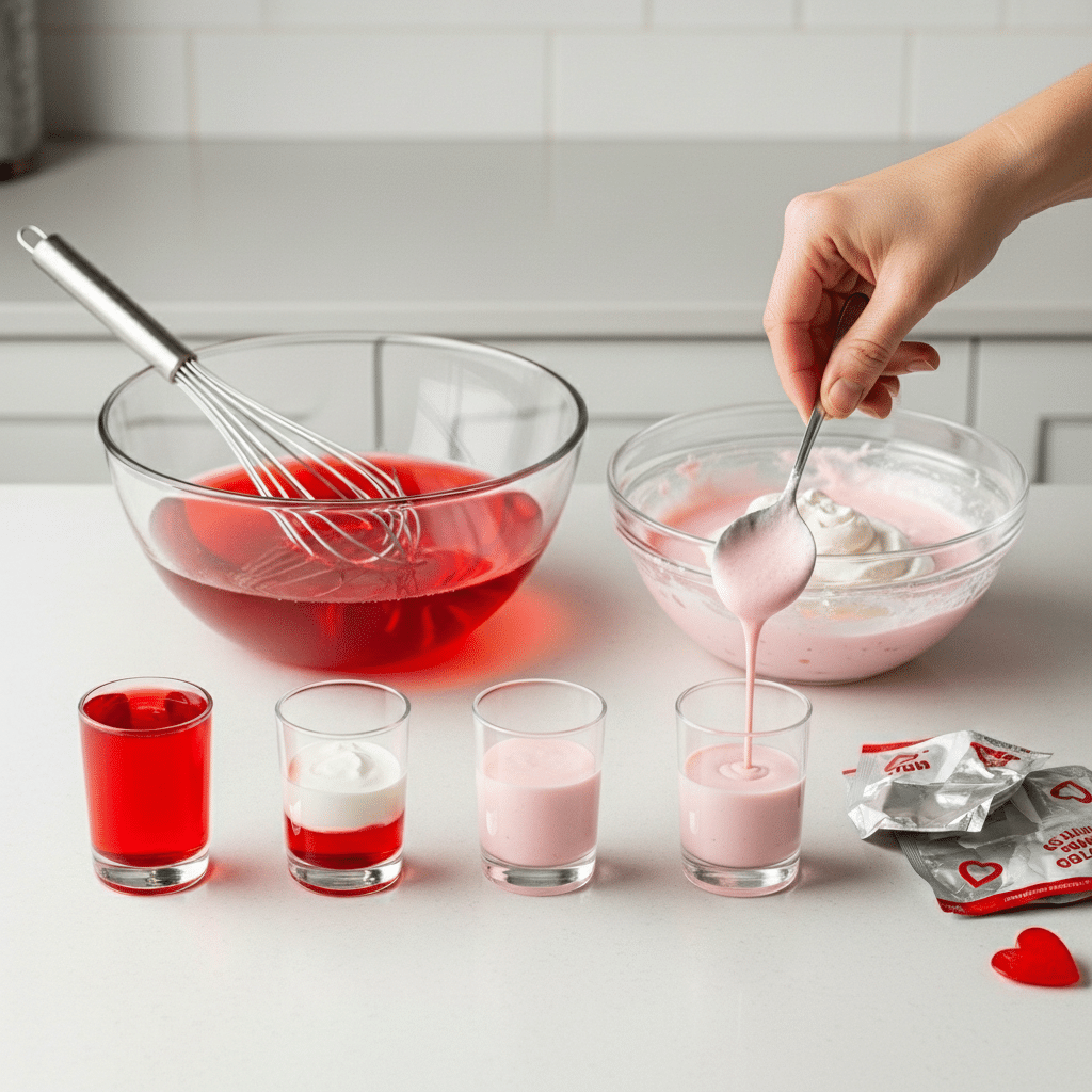 valentine's day jello shooters cooking frequently close-up