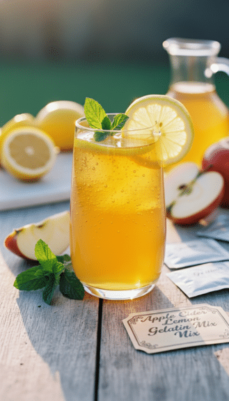 apple cider lemon gelatin drink featured image