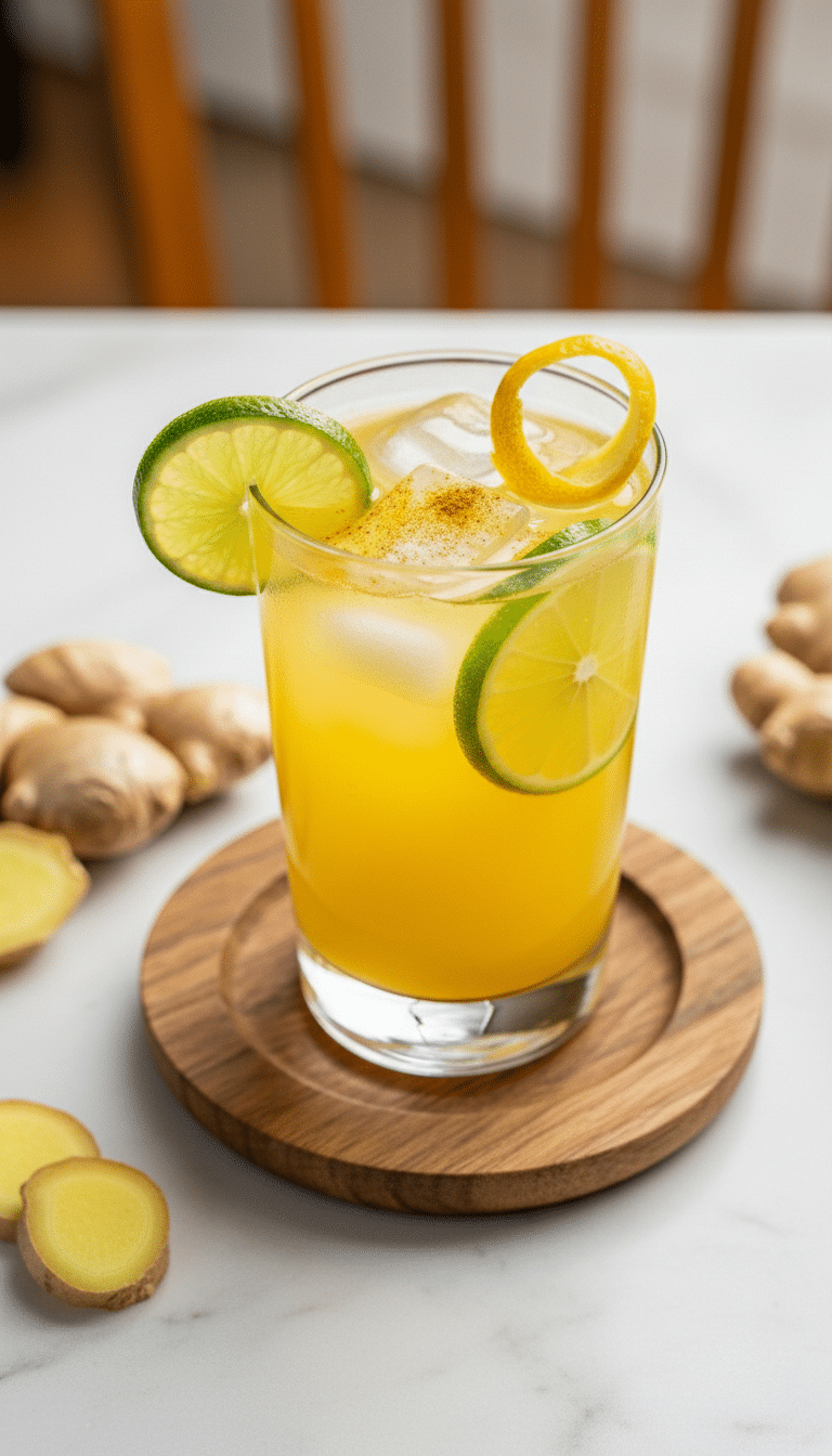 golden ginger lime mocktail featured image