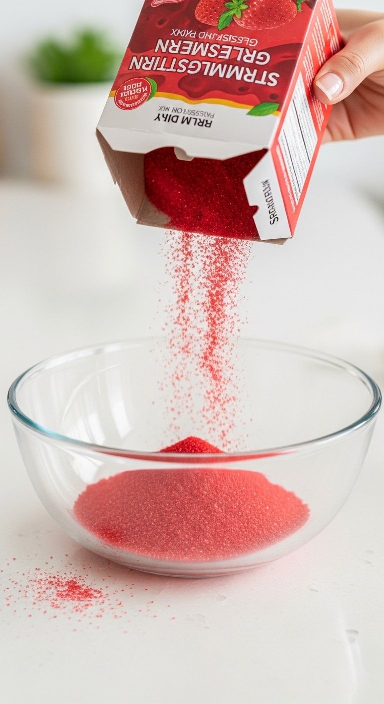 no-bake 2-ingredient valentine strawberry jello cool whip bites cooking ingredients close-up