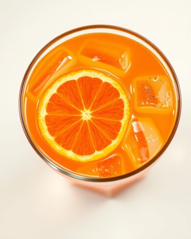 Close-up of orange adrenal cocktail with citrus slices