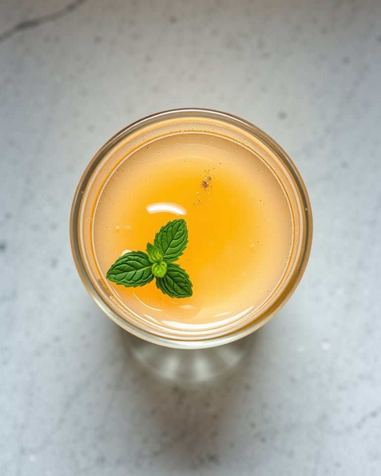 Close-up of apple cider vinegar jelly with cinnamon and mint