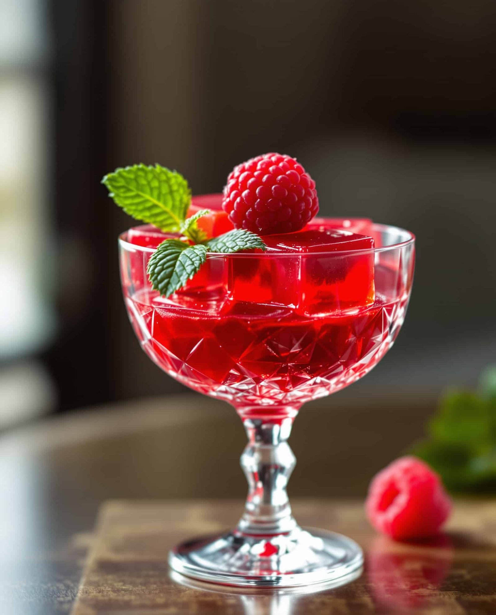 Close-up of Dr. Jennifer Ashton gelatin trick with raspberry.