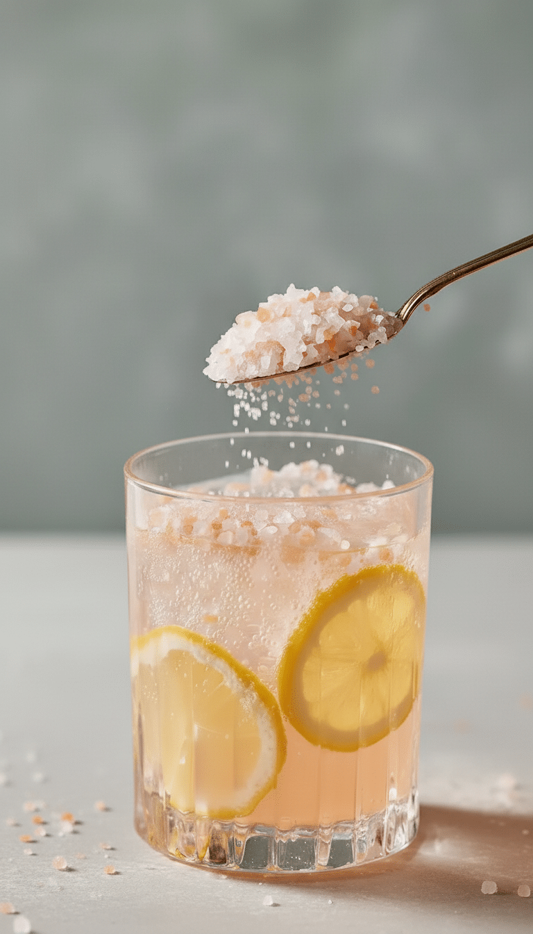 homemade mounjaro drink with pink salt cooking frequently close-up