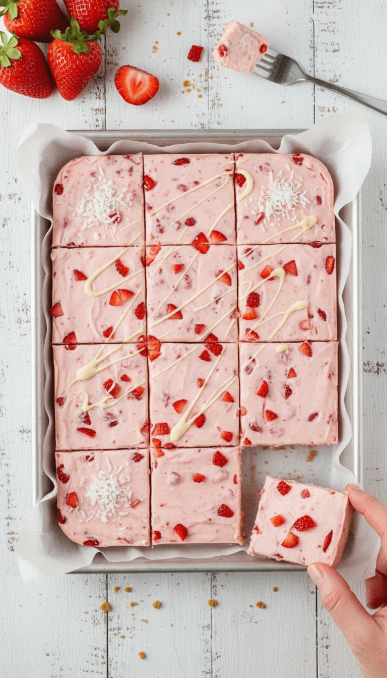 Two-Ingredient Strawberry Tray Squares Cooking Close-Up two-ingredient strawberry tray squares cooking ingredients close-up