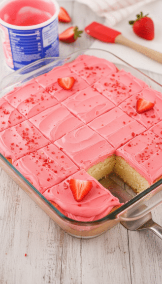 two-ingredient strawberry tray squares featured image