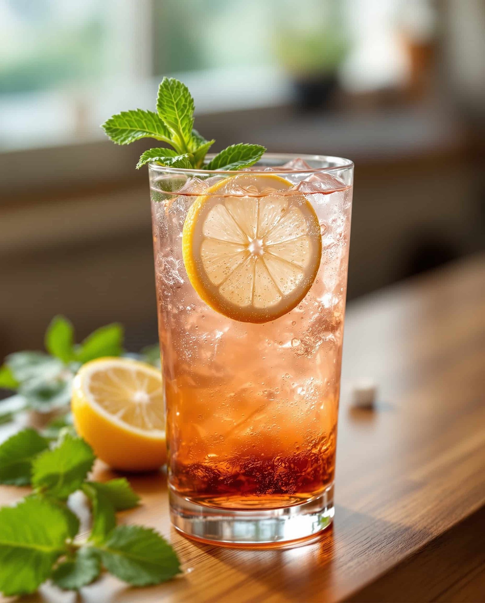 Close-up of ambre-rose Jillian Michaels weight loss drink