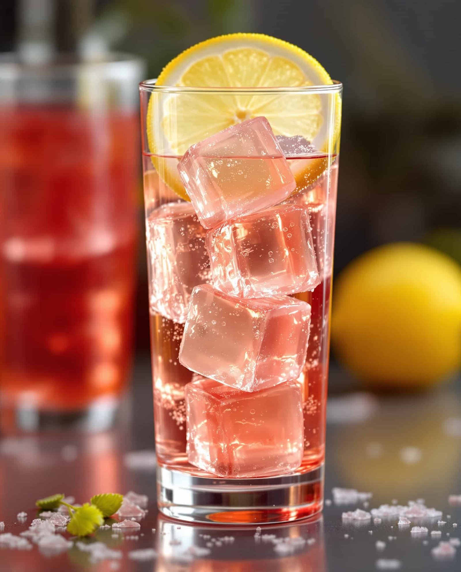 Close-up of rose-transparent Korean gelatin for weight loss.