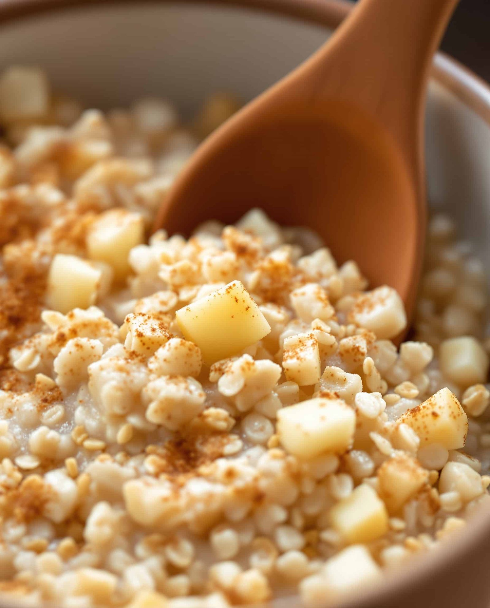 Close-up of beige-doré oatmeal cholesterol lowering recipe.